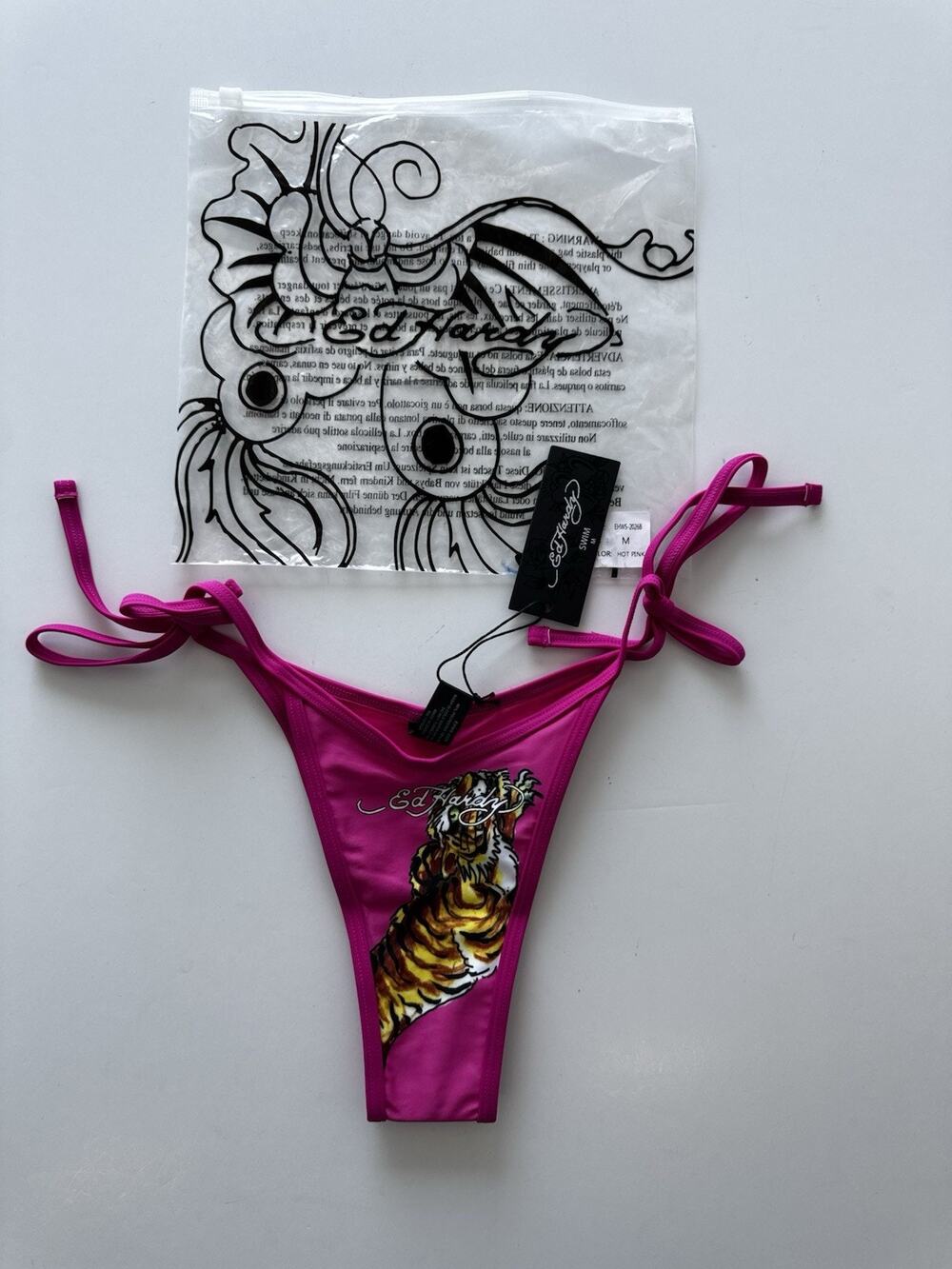 Ed Hardy Cheeky Bottom Bikini Womens Hot Pink Medium